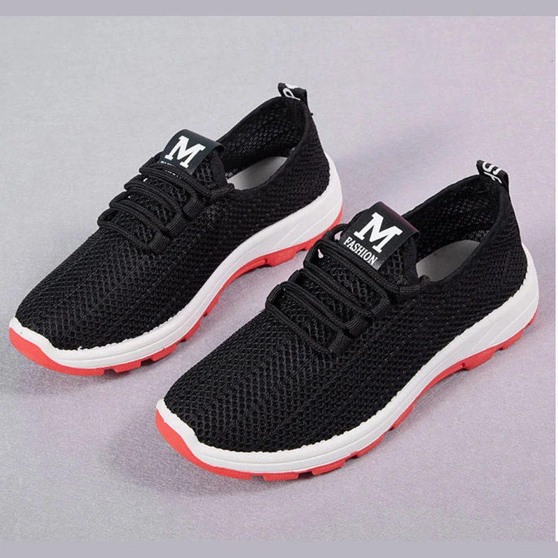 

Women Mesh Flat Shoes Slip-on Cotton Casual Shoes For Woman Walking Stripe Sneakers Weaving Loafers Soft Shoes Fashion Footwear
