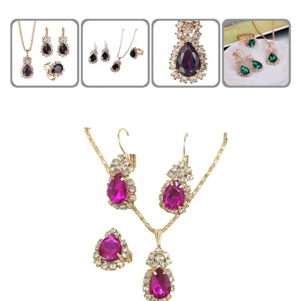 

Trendy Charm Necklace Earrings Ring Smooth Charming Pendant Necklace Earrings Ring Necklace Earrings Ring Set 3Pcs/Set