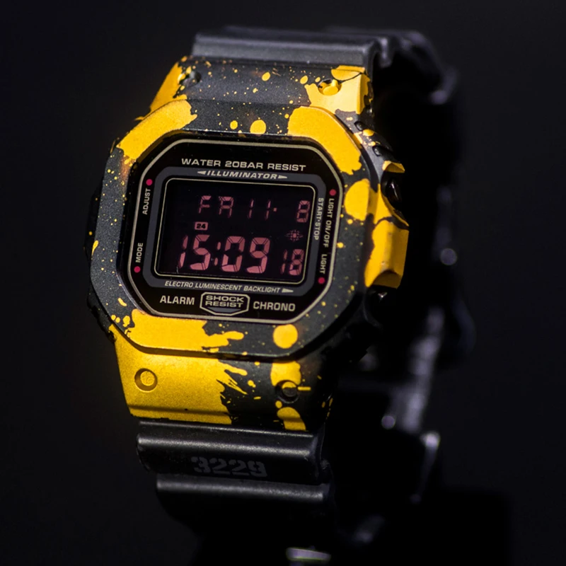 Мужские камуфляжные часы с чехлом Casio маленький квадратный чехол из алюминиевого
