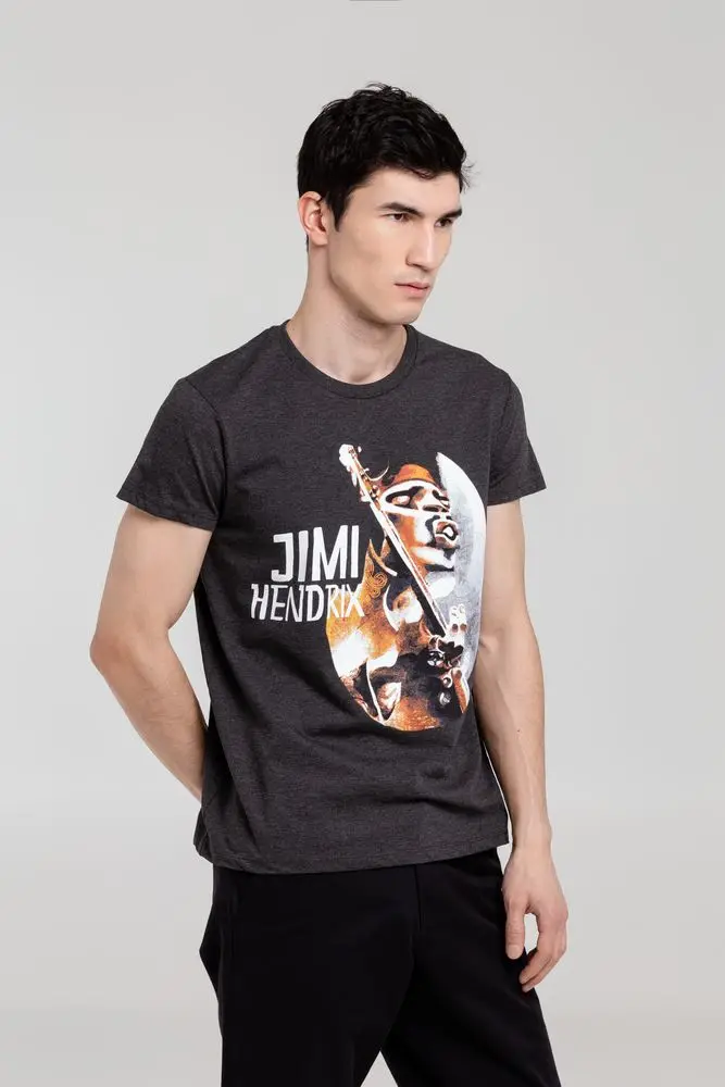 Футболка Меламед. Jimi Hendrix черный меланж|Мужские футболки| |