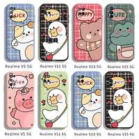 for realme v3 v5 5g v11 v13 5g v15 5g case with nice luck animal pattern back cover cartoon casing