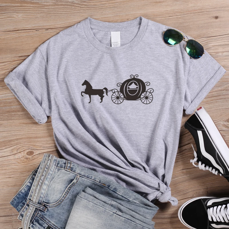 ONSEME Футболка с принтом &quotлошадиная карета&quot женская футболка рождественским