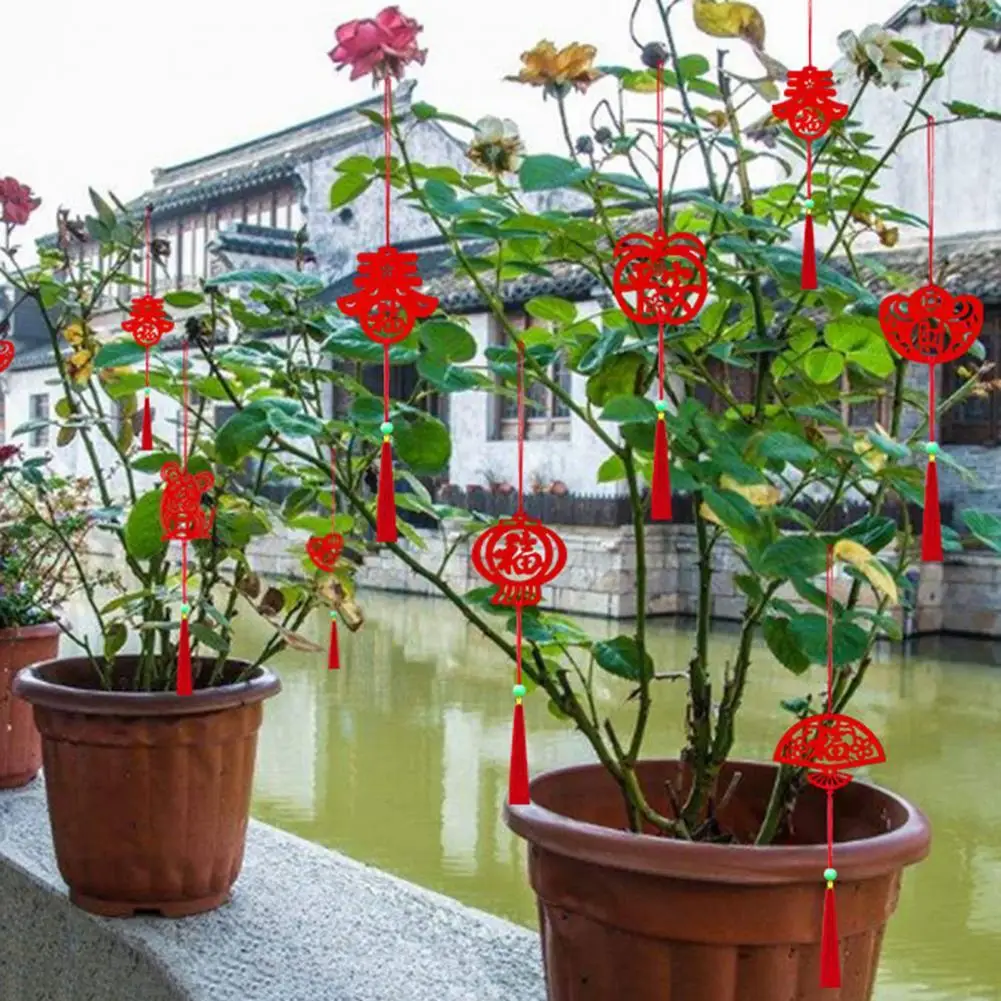 

10Pcs Chinese Decoration Portable Soft Grip Mini Pendant Chinese Symbolizing Hanging Pendant New Year Fu for Party