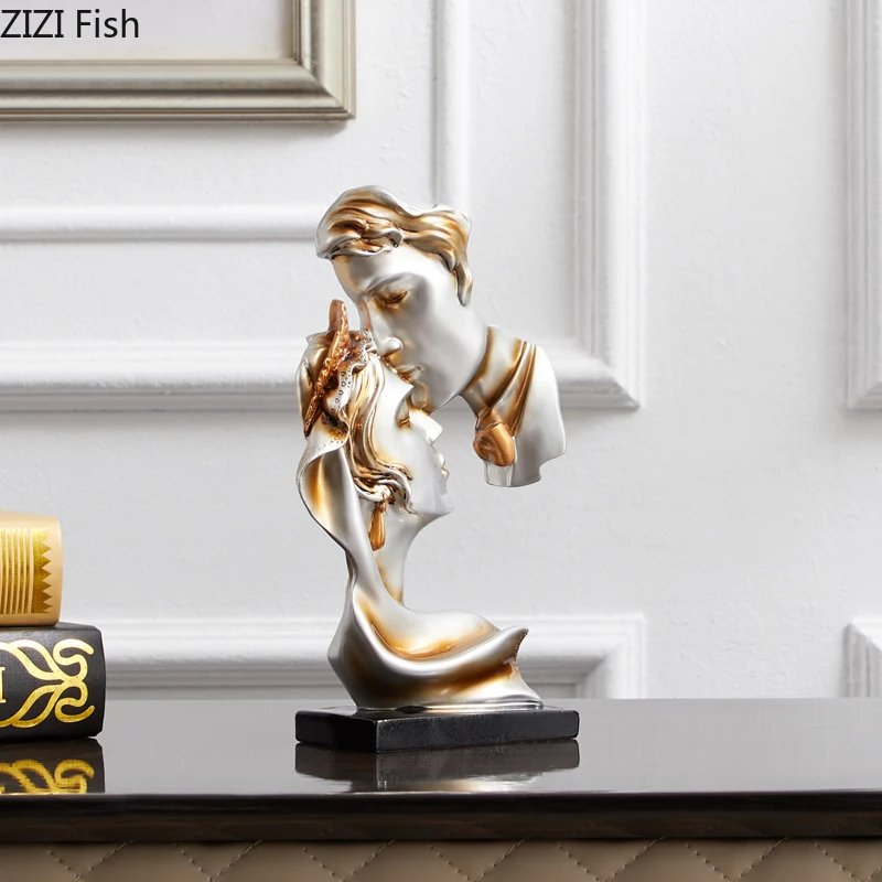 Свадебное украшение на память декоративная статуя поцелуя для пар Ретро портрет