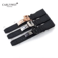rolamy 22mm black nylon fabric leather band wrist watch band strap belt for iwc pilots watchesportugieser portuguese