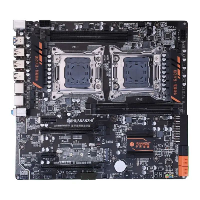 Huananzhi X79 двойной процессор Материнская плата LGA 2011 E-ATX USB3.0 SATA3 PCI-E NVME с двойным процессором Xeon