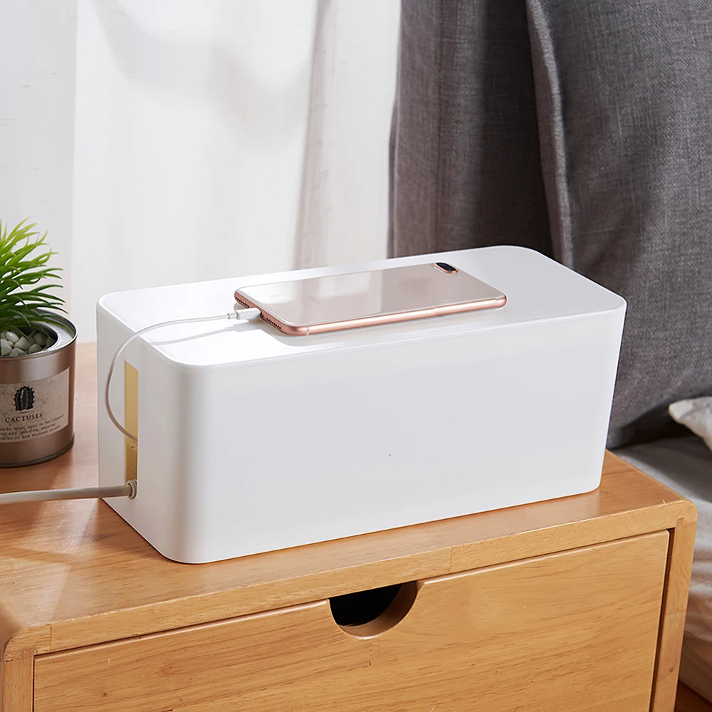 

Cable Storage Box Charger Wire Management Power Strip Wire Case Anti Dust Charger Socket Organizer Network Line Storage Bin