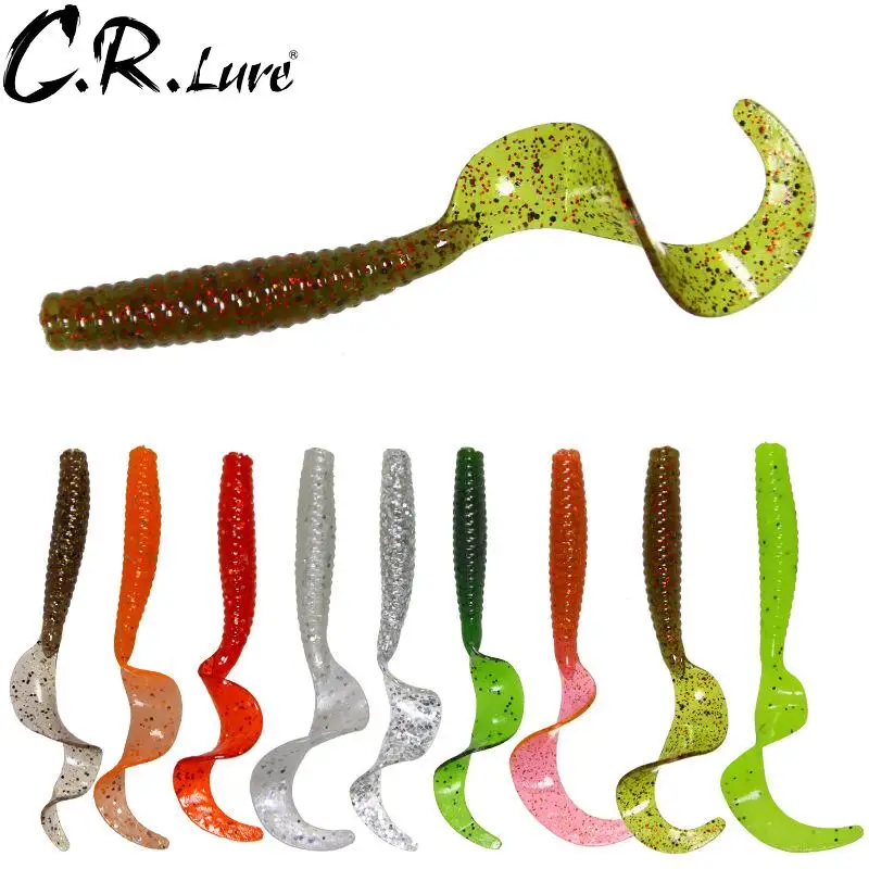 

5pcs/Lot Curved Tail Worm Wobblers Soft Lures 8cm 4.3g Salt With Fishy Smell Silicone Artificial Baits Shad Bass Leurre Souple