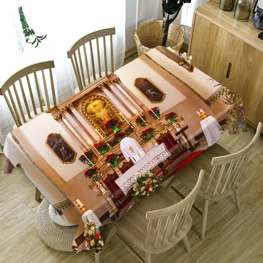 Утолщенная хлопковая Рождественская скатерть 3D светильник елочка