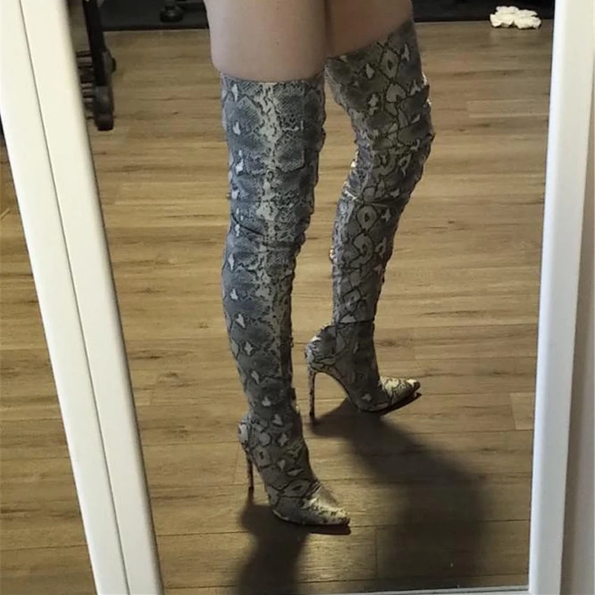 Г. Зимние женские сапоги выше колена кожаные зимние сапоги женская обувь на высоком каблуке женские сапоги до бедра на меху 11 см