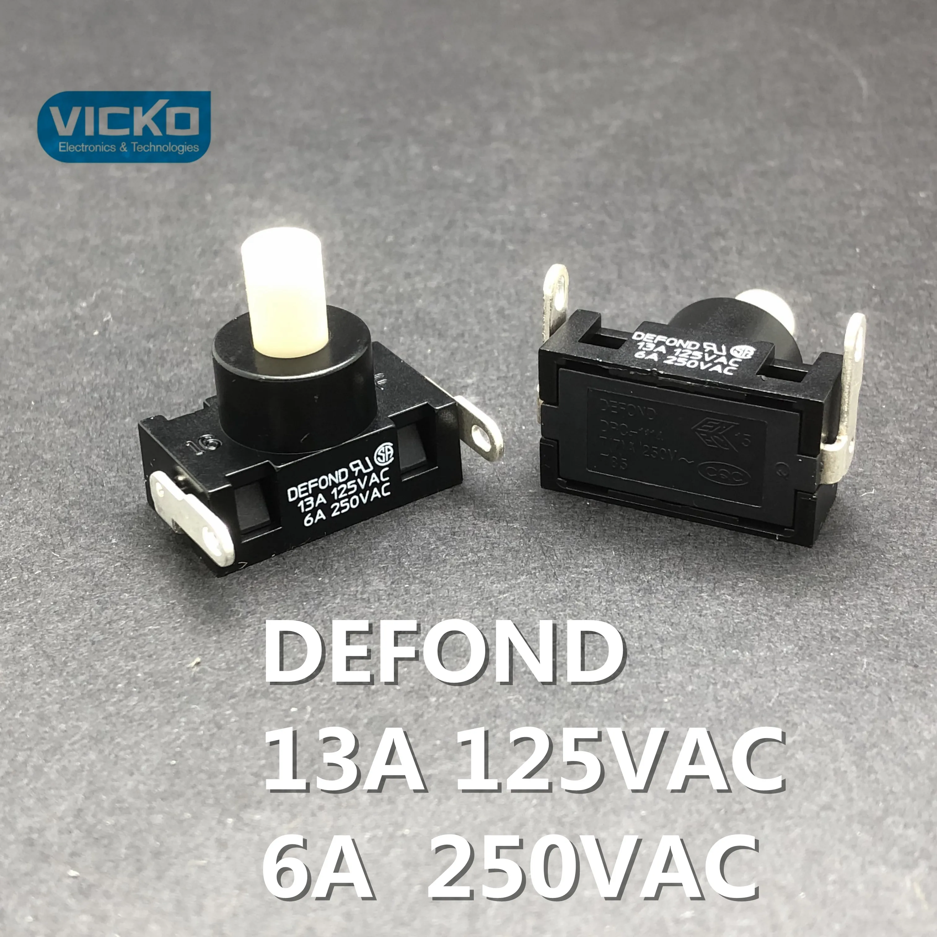 Выключатель питания импорт DEFOND 13A 125VAC 6A 250VAC 2 фута 2pin кнопки самоблокирующийся