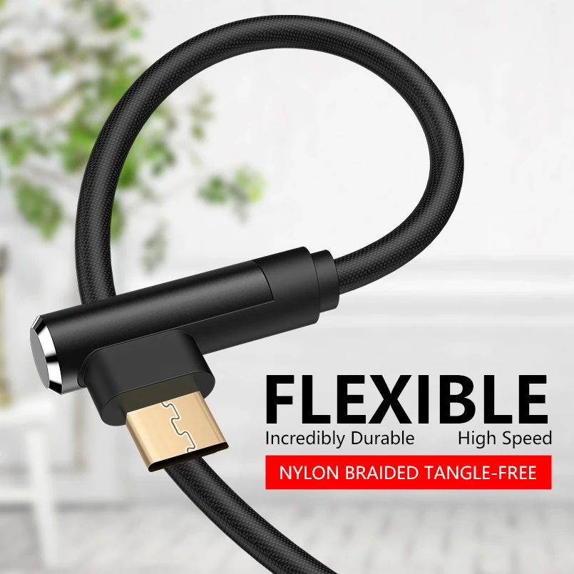 

90 Degree Micro USB Cable Right Angle Data Charger Cable For Xiaomi Redmi Huawei Oneplus Samsung USB Charging Cable For Gamers
