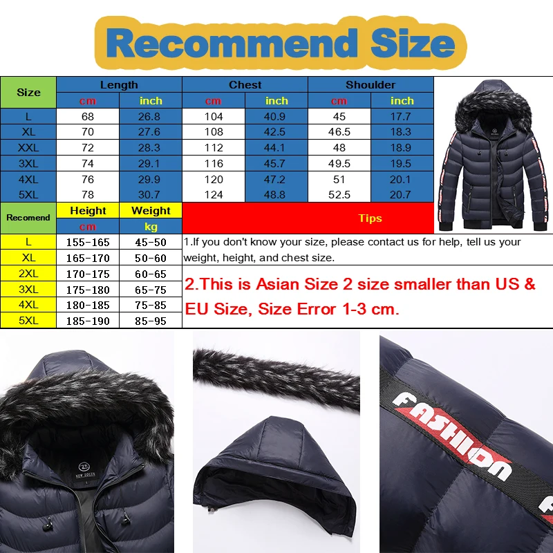 

Fashion Parkas Coat Men Jacket Coat Male Winter Plus Size 5XL Hooded Coats Outwear Boy Cotton Thermal Windbreaker Padded Clothes