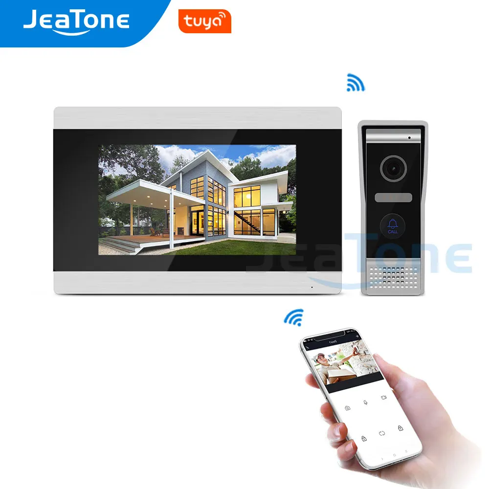 Jeatone 7 дюймов сенсорный экран WiFi IP видеодомофон для виллы поддержка Tuya Smart App