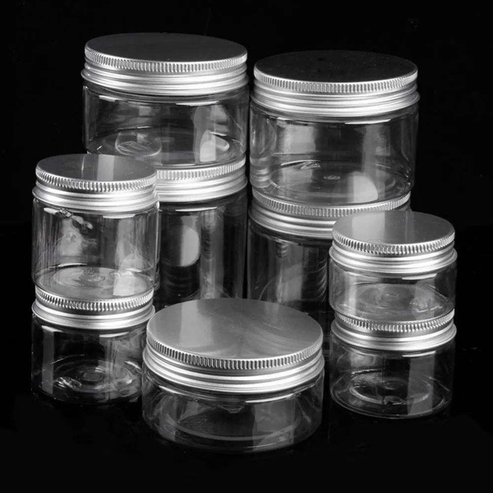 

1pcs Clear Plastic Jar And Lids Empty Cosmetic Containers Travel Bottle Makeup Box 30ml 50ml 60ml 80ml 100ml 120ml 250ml 500ml