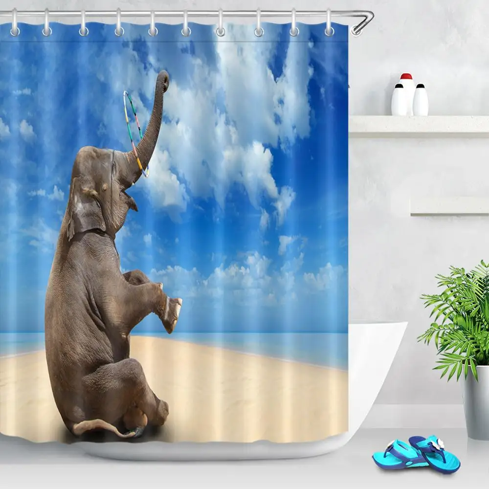 LB белая сибирская Тигр занавеска для душа слон дикие животные природа ванной
