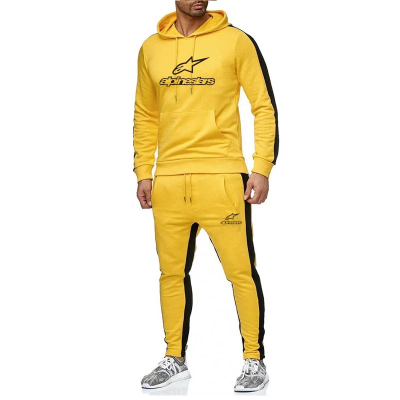 

2021 new men's sportswear suit men's casual hoodie + pants two-piece men's fleece sportswear suit