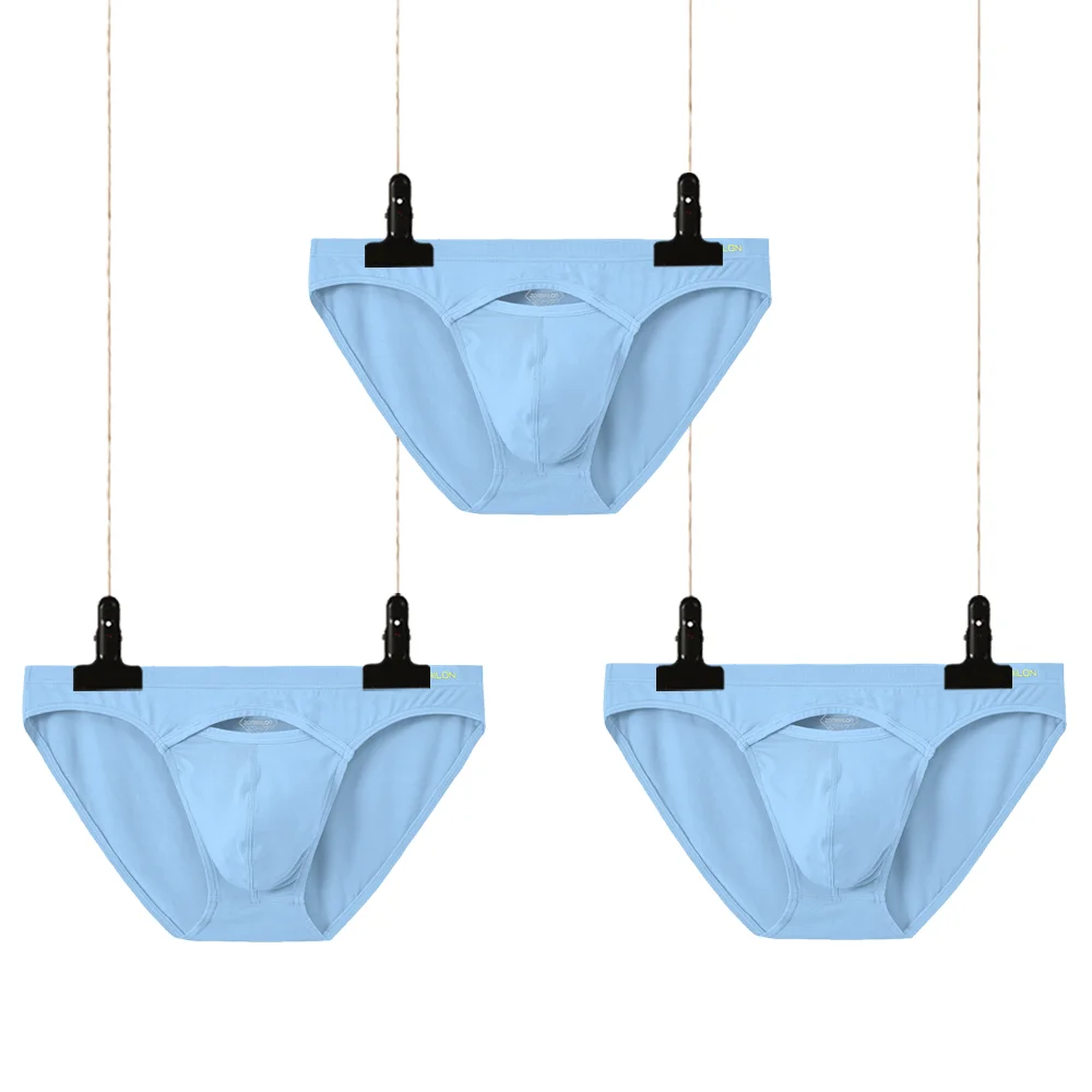 Men Panties Bamboo Fiber Male Soft Comfortable Briefs Men's Sexy Bikini Solid Color 3 PCS
