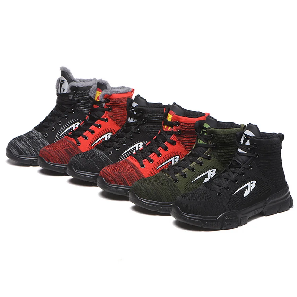

Litthing Men Anti Smashing Cotton Steel Toe Work Shoes High Top Boots With Fur Men Puncture Proof Work Shoes Safety Boots