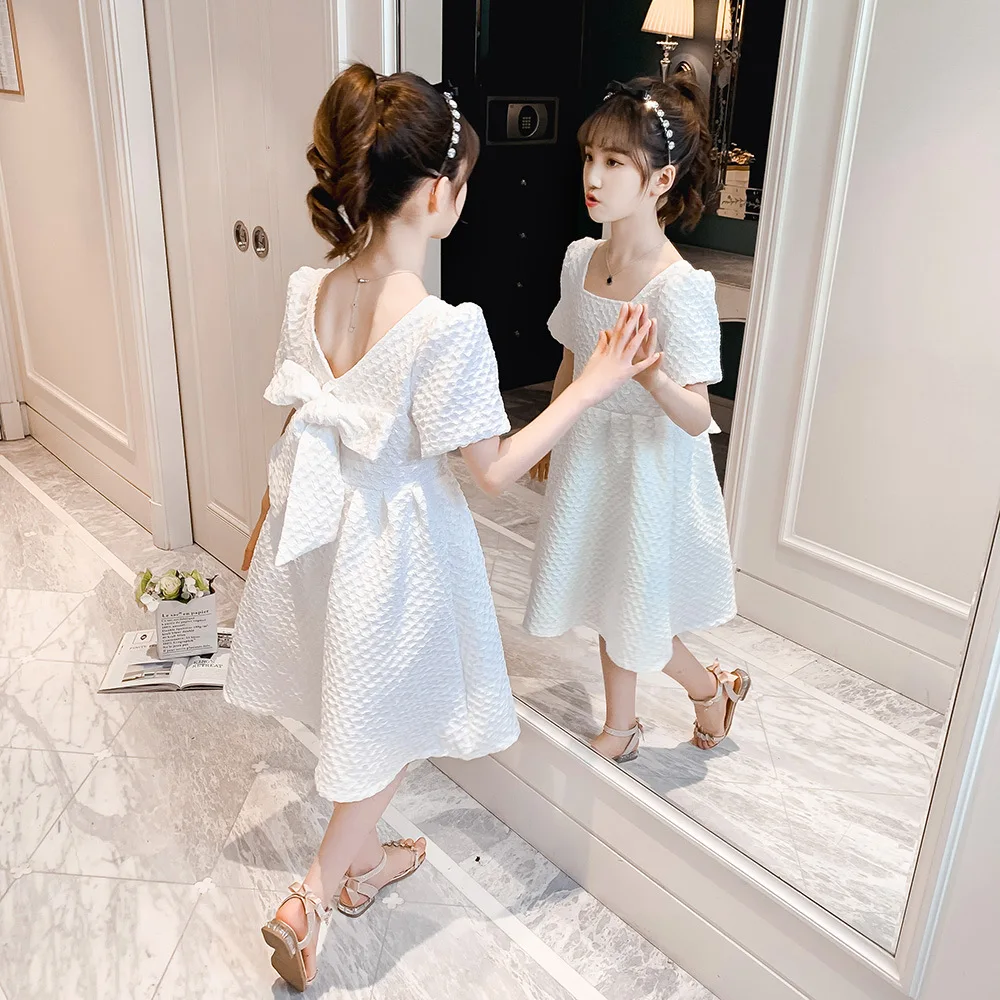 

Платье для девочки, летнее, с пышными рукавами, на возраст 3, 4, 6, 8, 10, 12, 14 лет, 2021