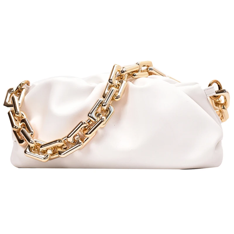 

Elegant Female Netal Chain Tote bag 2020 Fashion New Quality PU Leather Women's Designer Handbag Travel Shoulder bag Armpit bag