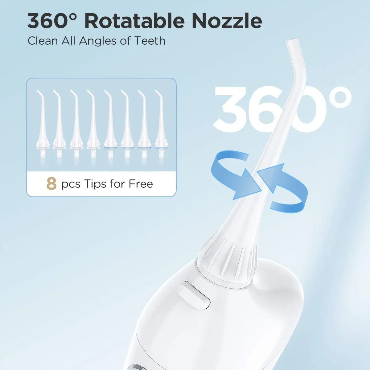 

Fairywill Water Flossers & Sonic Toothbrush 3 Modes and 8 Jet Tips IPX7 Waterproof USB Charged Oral Irrigator for Travel