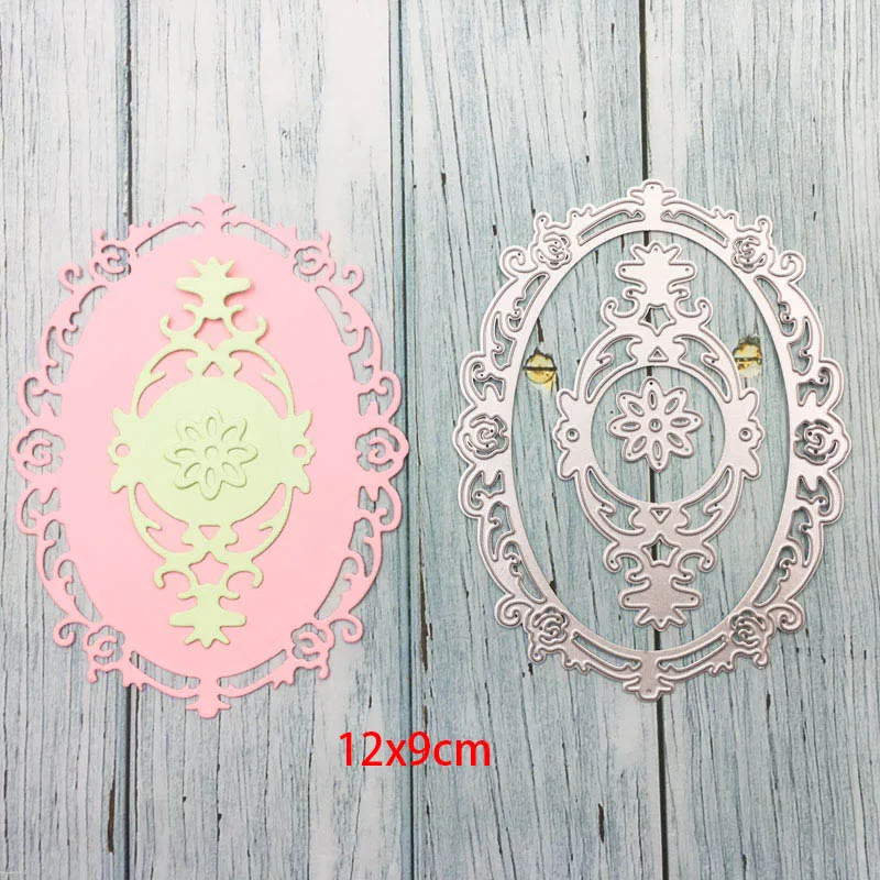 

Metal Cutting Dies Cut Dies Lace Flower Oval Frame Background Stencil Craft Dies For Card Making Scrapbooking Oval Shape Dies