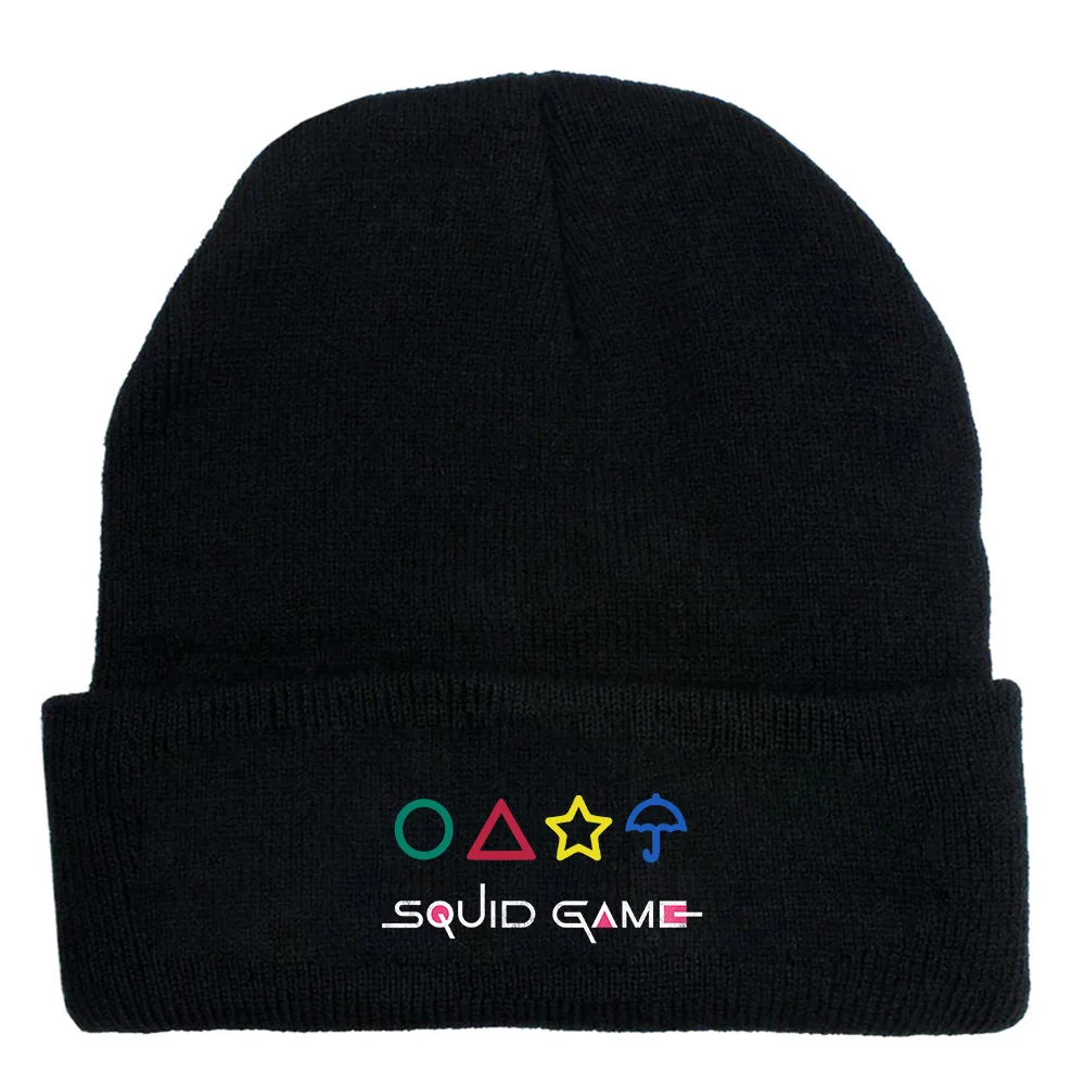 

2021 Squid Game Knitted Hat Korean Drama Unisex Women Men Winter Autumn Outdoor Warm Hip-hop Earmuffs Woolen Hats Christmas Gift