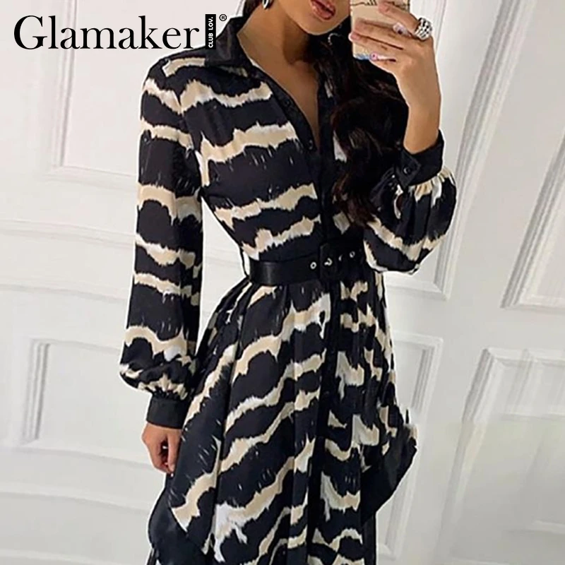 Glamaker полосатый принт ассиметричный с высокой талией сексуальное платье женский