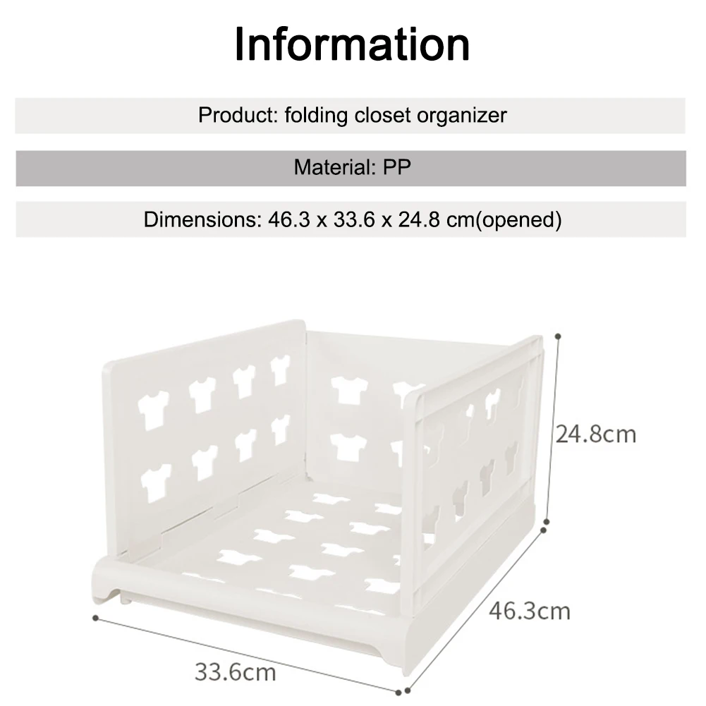 

Folding Storage Basket for Wardrobe Stackable Clothes Storage Drawers Closet Organizer Kitchen Fridge Sundries Shelves