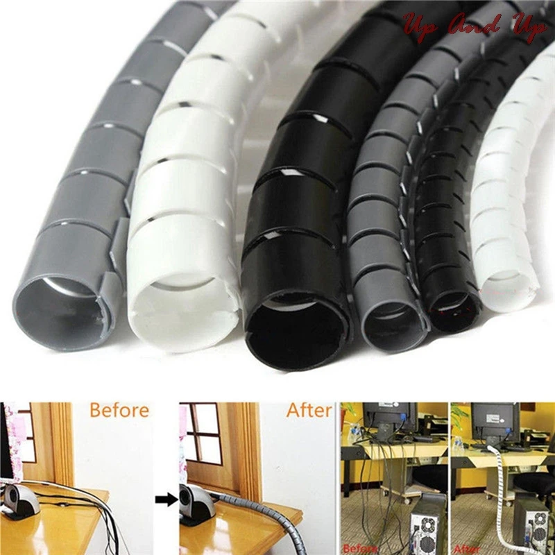 

For PC TV 1m 10/25mm Cable Banding Loom Storage Organizer Spiral Wrap Tidy Cord Wire