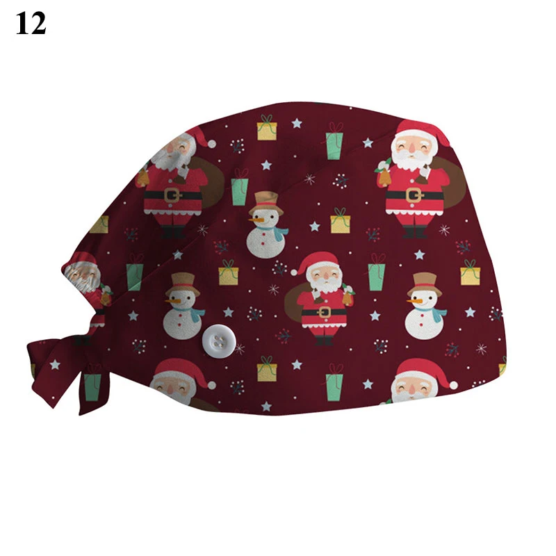 

Sweat-absorbent Towel Doctor Hat Doctors Baotou Cap Christmas Surgical Cap Nurse Buckle Sweatband Cartoon Printing Nursing Caps