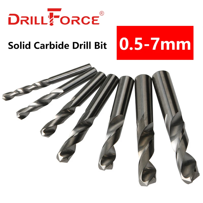 Набор твердосплавных сверл Drillforce 0 5 7 мм без покрытия (яркая) с круглым