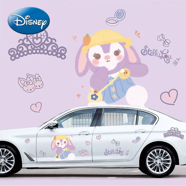 

Disney Stellalou Duffy Bear Car Sticker Cartoon Decoration Cute Scratch Block Car Door Body Sticker