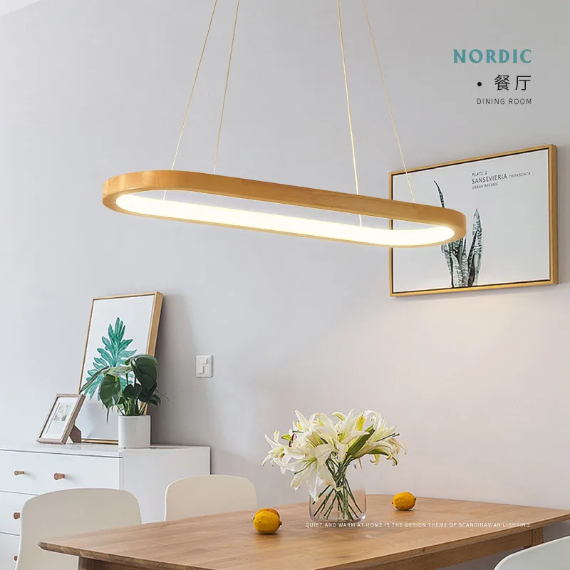 Светодиодный подвесной светильник из дерева для кухни обеденный стол