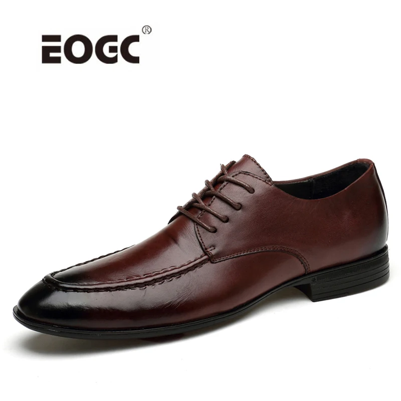 Quality Natural Leather Men Shoes Flats Lace Up Retro Dress Shoes Business Wedding Formal Oxfords Shoes Men Zapatos Hombre
