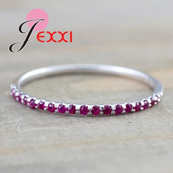 

Sparkling CZ Finger Rings For Women 925 Sterling Silver Jewelry Wedding Statement Engagement Female Bijoux 2 Colors Option