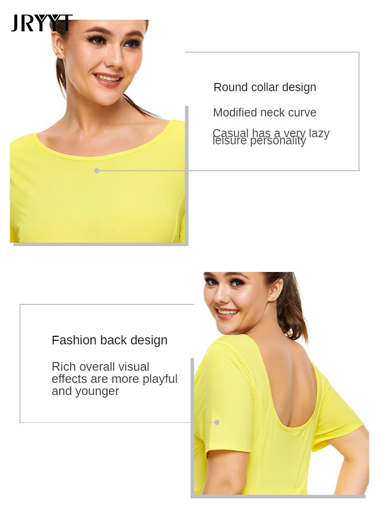 

JRYYT Summer Casual Anti-expose Tennis Dresses with Safety Pants Women Backless Plus Size One-piece Golf Mini Sport Dress Yellow
