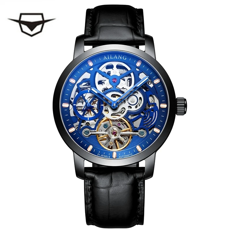 AILANG Fashion Luminous Luxury Business Tourbillon Automatic Skeleton Men's Wrist Watch Sport Mens Watches Brand Luxury 6811D