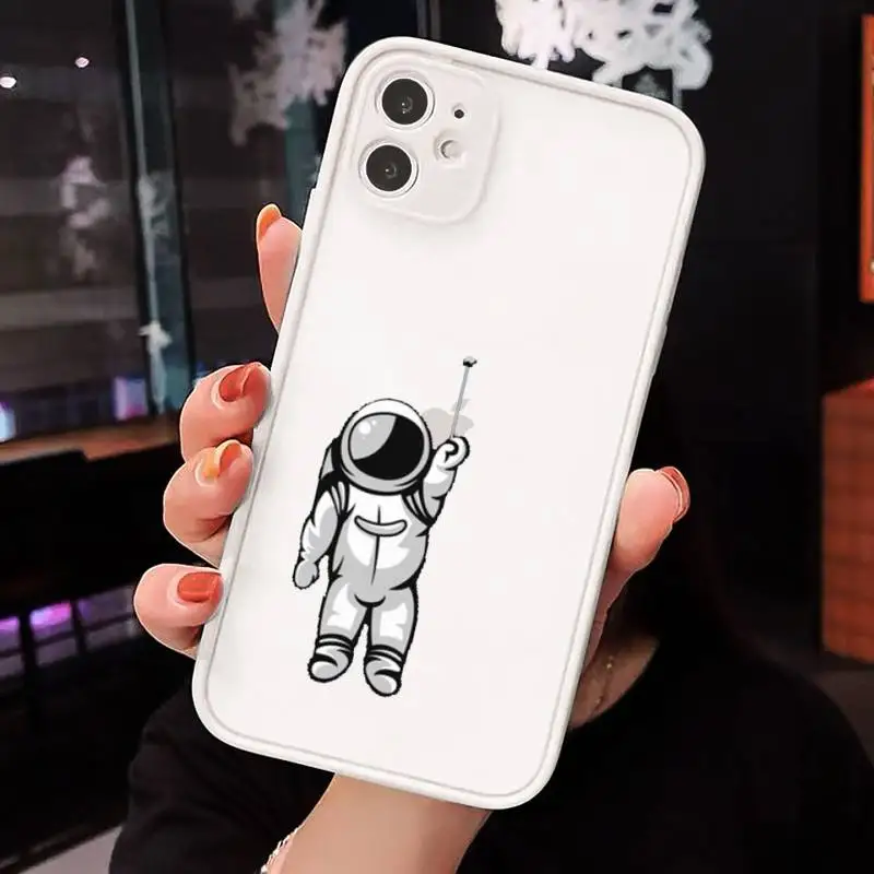 

astronaut Phone Case Matte Transparent for iPhone 7 8 11 12 s mini pro X XS XR MAX Plus cover funda