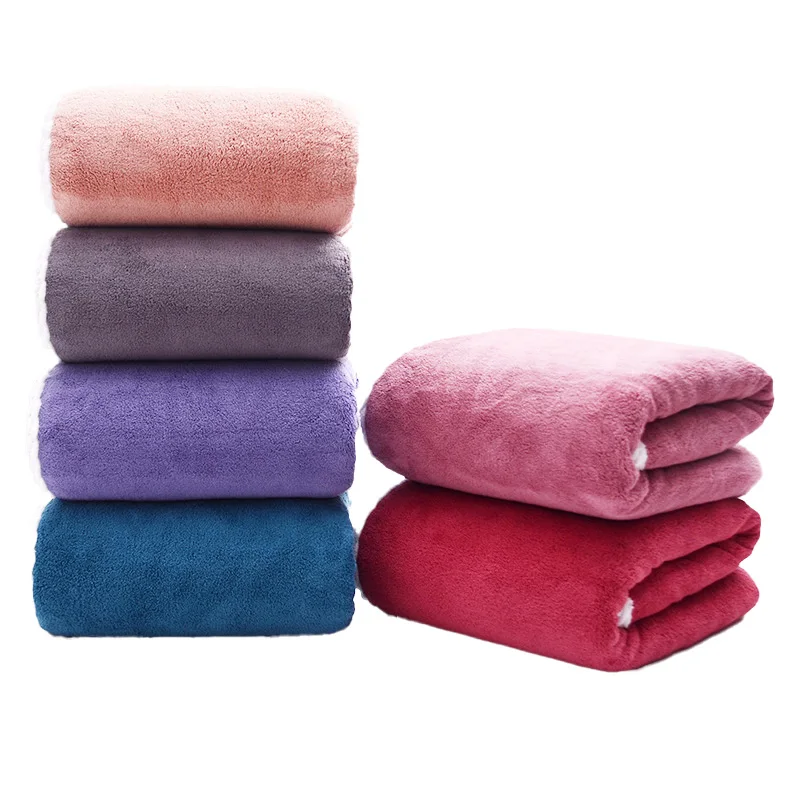 

70*140cm coral fleece bath towel thickened 430 g adult household bathing wrap towel beauty salon bath towel beach towel
