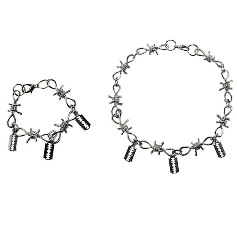 Набор из нержавеющей стали для женщин и мужчин колье чокер в стиле хип хоп панк