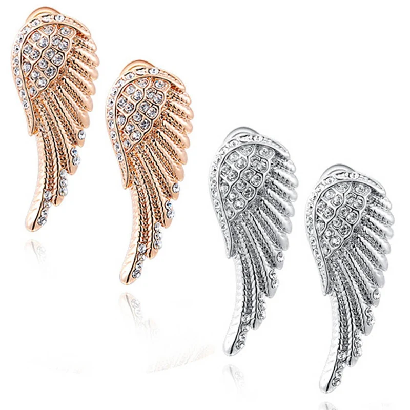 Женские серьги Brincos модные ювелирные изделия розовое золото и серебро с крыльями - Фото №1