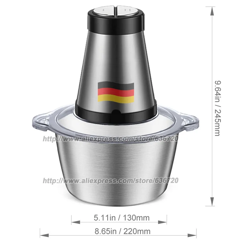 7-Cup пищевой процессор системы, электрический измельчитель для продуктов 4 двухуровневые лезвия 1800 мл прочная чаша из нержавеющей стали