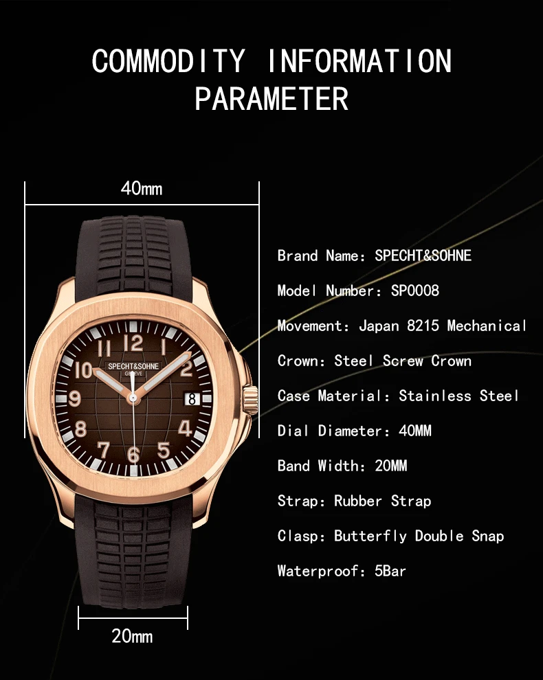 2022 Specht&ampSohne High Qualuty Mechanical Automatic Watch Japan Miyota 8215 Movement Sports Wristwatches Luminous Waterproof | Наручные