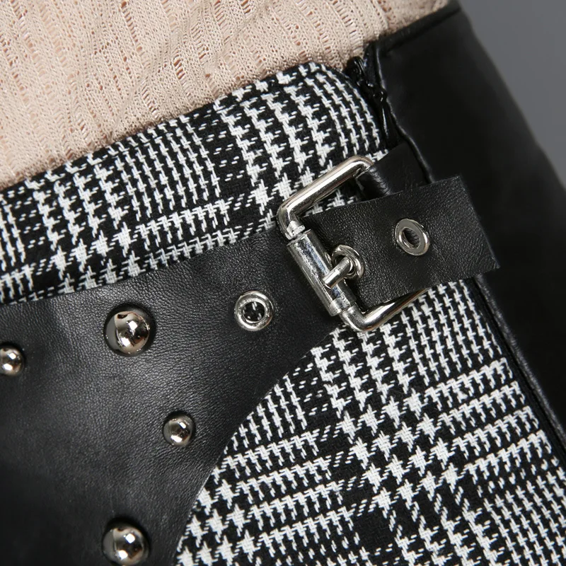 Корейская Новая мода женские шорты юбки весна 2020 натуральная кожа заклепки