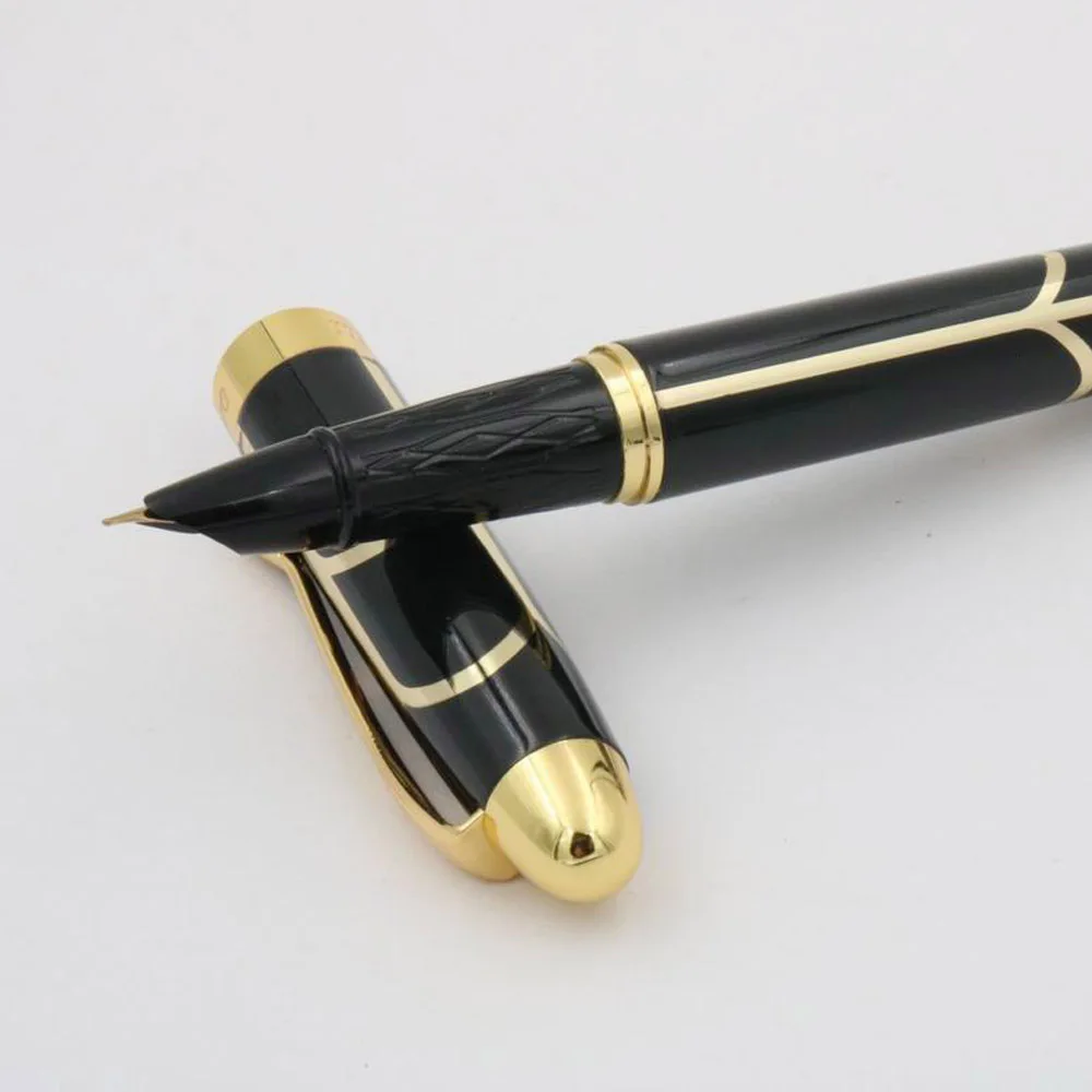 8011 черная металлическая новая золотая иридиевая перьевая ручка | Канцтовары для