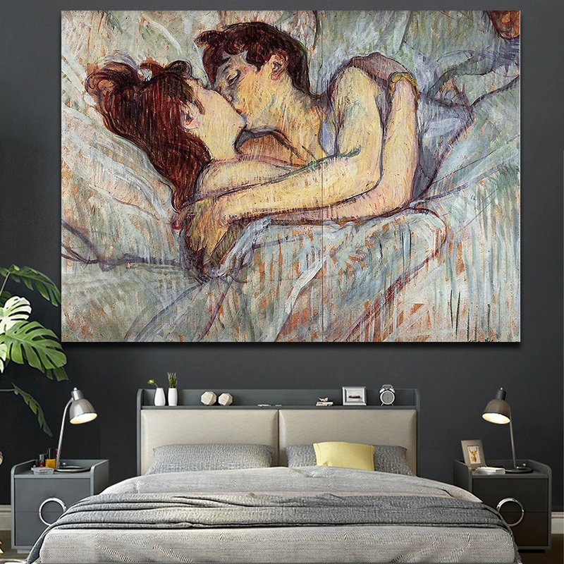 OUCAG Love Kiss картина маслом холст романтическая пара настенные художественные