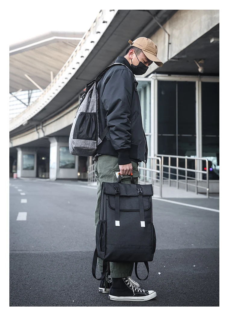 

BB225 Male travel large capacity super large canvas school bag high school Korean backpack backpack