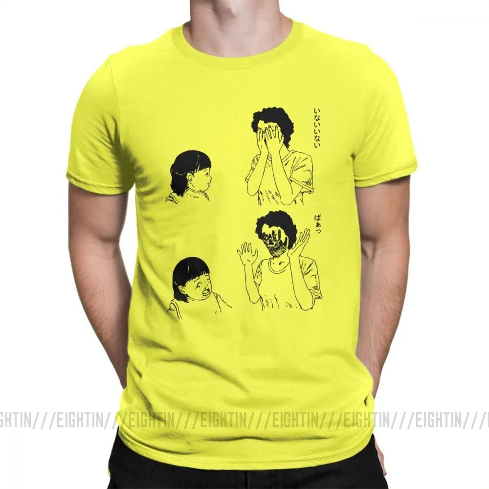 Мужские футболки HoJunji Ito Shintaro/забавная футболка с короткими рукавами в стиле ужасов на Хэллоуин Одежда с круглым вырезом Новое поступление хлопковой футболки - Цвет: Цвет: желтый